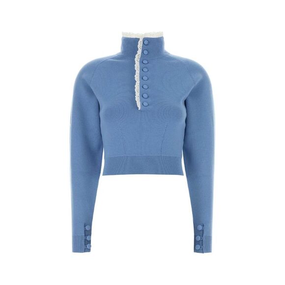 CHLOE Sweaters - Chloe Women Cerulean Blue Wool Sweater